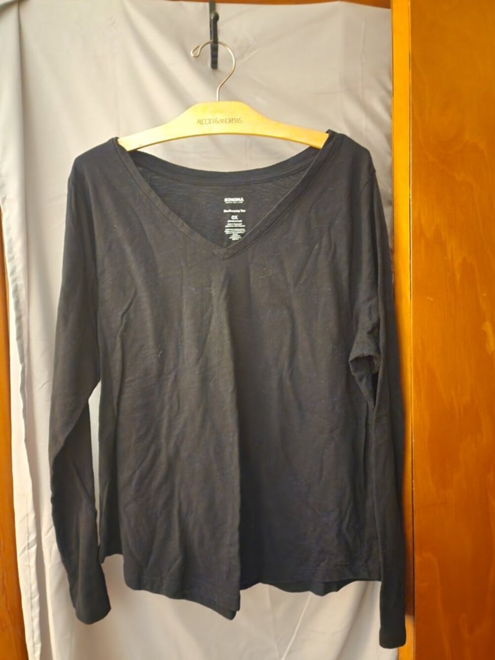 Sonoma Goods for Life Women’s 0X Black Long Sleeve V-Neck Everyday Tee
